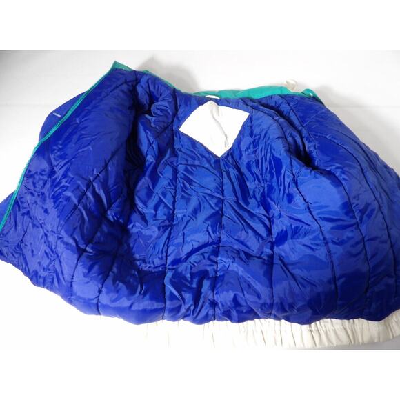 Vintage Izzi Winter Jacket Puffer Womens Large 12/14 White Blue Teal 80s 90s - Picture 7 of 16